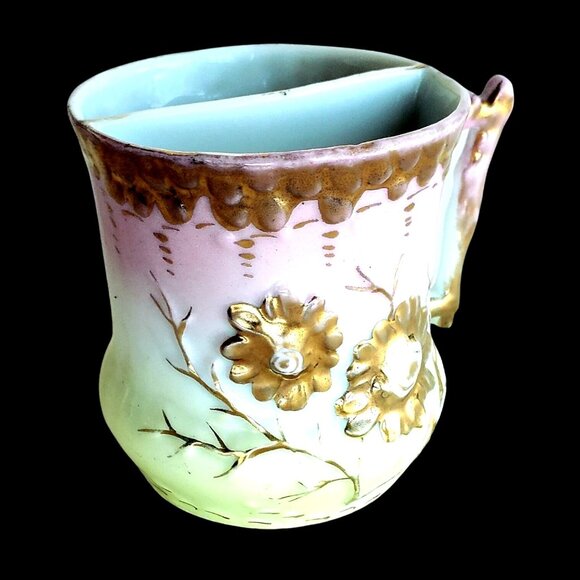 Antique Shaving Mug Victorian Porcelain Scuttle Cup - Picture 5 of 10